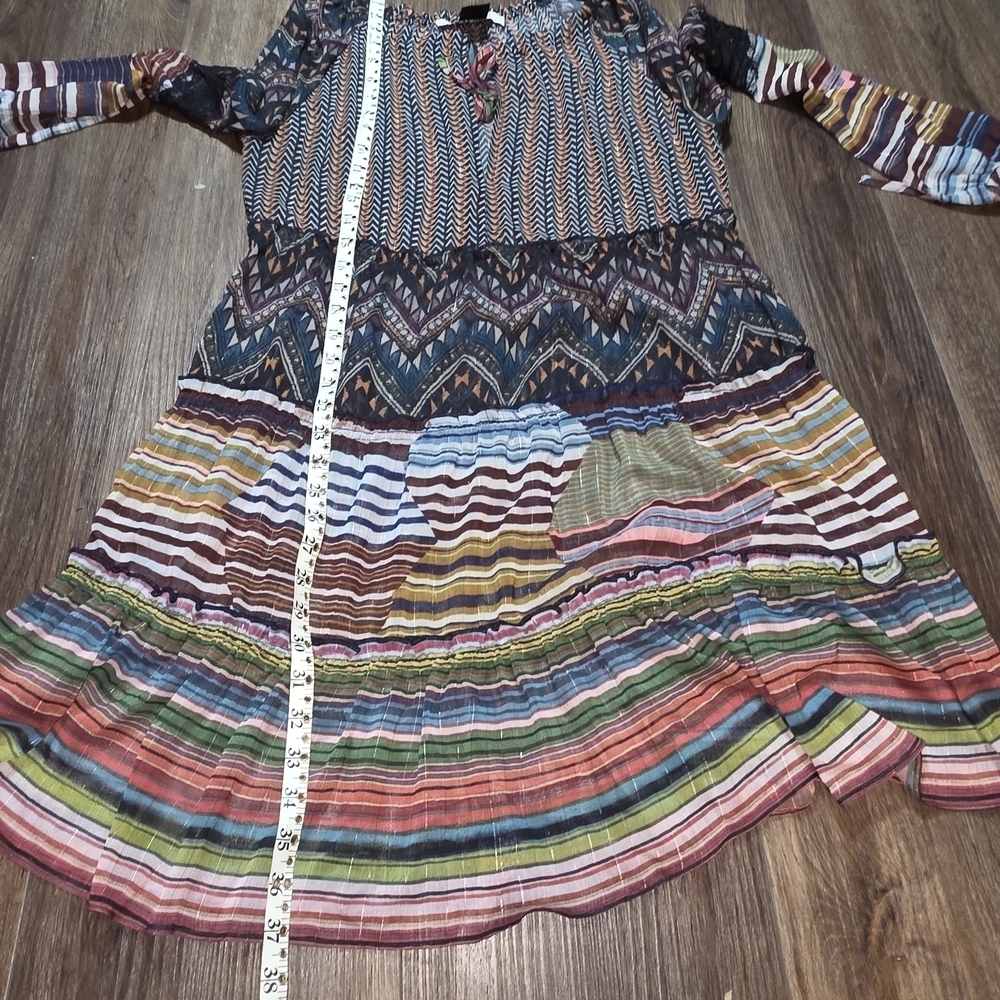 Desigual Multicolor Boho Patchwork Tiered Sheer Dress Size 42 (M/L) - Picture 10 of 11